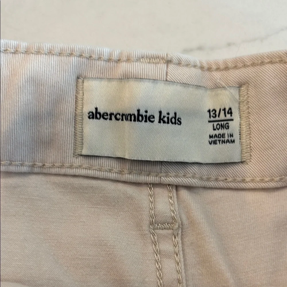Abercrombie Kids Cream Cargo Pants with Modern Utility Style